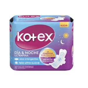 Toallas Sanitarias Kotex Ultrafina Dia&Noche Bulto 12x8 Und